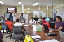 Government officers in a meeting at the NEOC at NDMO in Port Vila 