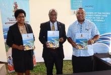 L-r: Climate Change DG Esline Bule, Minister of Climate Change Silas Bule and Director of Environmental Monitoring and Governance, Pacific Regional Environment Programme (SPREP) Jope Davetanivalu